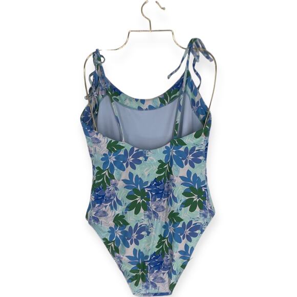 Xirena Orion Blue Sail Tropical Floral One Piece Shoulder Tie Swimsuit Medium - Picture 6 of 14